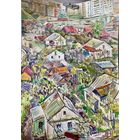 Большая акварель Ю.Лысова (городской пейзаж) 1970х