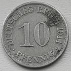 Германия 10 пфеннигов 1911 A