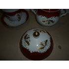 Крышка от маслёнки. ДУБОВЫЕ ЛИСТКИ.Ручная роспись золотом.Фарфор. Барановка СССР