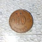 10 пенни 1934 года Финляндия. Финляндская Республика (Suomi) (1918-1962).Красивая родная патина!