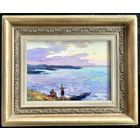 Чепик М.Ф. "На берегу",1963г.К/М. 24,5/17,5 см без рамки и 34,5/28 см с рамкой