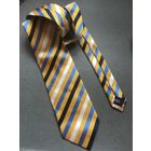 Галстук винтаж натуральный шелк В Полоску желтый  эффектный
