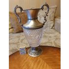 Старинный каминный кувшин/ваза, металл+стекло.