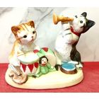 Шикарная Статуэтка Котики * Коты * Музыканты * Дуэт * Фарфор * Целая * высота 10 см * ширина 12 см