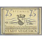 Нотгельд  75 пфеннигов 1921 год. Вегезак. Веймарская республика