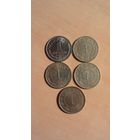 Югославия, сборный лот монет номиналом 1 динар 1965, 1973, 1976, 1978, 1981, 1984, 1985, 1986, 1990.