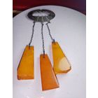 С рубля без мц. брошь "3 янтаря" ОЯК рЗвезда875пр.  10х5см. 12гр