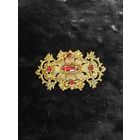 Брошь винтажная с красными камнями