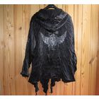 Рубашка СУПЕР-модная атласная "мятая" с капюшоном, принт - стилизованный орёл, р-р свободный