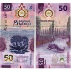 Мексика 50 песо 2024 год UNC  (Надпечатка 100 лет банку Мексики)  Полимер. НОВИНКА