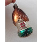 Ёлочная игрушка Домик хижина, стекло. СССР