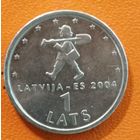 Латвия 2 Республика, 1 лат 2004 г., "Мальчик с Пальчик (землекоп)",  KM# 61