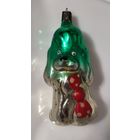 Ёлочная игрушка Собака с бантом.Высота 10 см