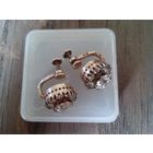 Клипсы-серьги "Малинка" - 875 пр., позолота, горный хрусталь, СССР, 1958 год