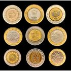 9 БИМЕТАЛЛИЧЕСКИХ МОНЕТ ИЗ 7 СТРАН МИРА