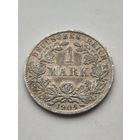 1 марка 1904 года. Германия. Вильгельм II. Серебро 900. Монета не чищена. 45429