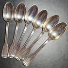 Ложки чайные 6 шт., серебро 800 проба, старая Европа, С РУБЛЯ! Лот серебра #8