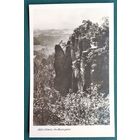 Старинная немецкая открытка. Скалы в Саксонской Швейцарии. Чистая.