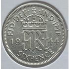 Великобритания 6 пенсов 1944 г. В холдере