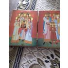 Икона складень семья Николая2 на дереве 2 створки