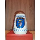 Пивная, традиционная, керамическая кружка с крышкой и гербом немецкой коммуны "Гибельштадт", о.5 литра.