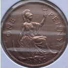 Великобритания 1 пенни 1950 г. Бронза. Редкая. В холдере