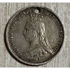 Монета Великобритания 3 пенса 1887 года. Королева Виктория Серебро