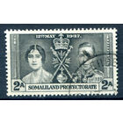 Британские колонии - Сомалиленд - 1937г. - коронация короля Георга VI и королевы Елизаветы, 2 A - 1 марка - гашёная [Mi 75]. #2-Bc-58-A-1