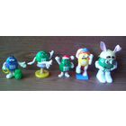 Фигурки M&M's эмэндэмс (Эм-н-Эмс) 5шт.: Желтый, Синий, Зеленая Леди (GREEN LADY Choco Popper Top), Зеленый. (возможен обмен)
