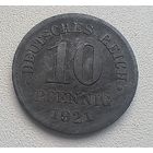 Германия 10 пфеннигов, 1921 Цинк  7-7-16