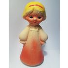 Игрушка  резиновая пищалка, девочка, 18 см, 50-е годы, СССР, красный треугольник