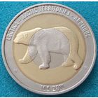 Арктика.  10 долларов 2011 год   "Белый медведь (Без отверстия)"  UNUSUAL