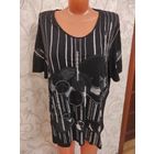 Турецкая блуза в пайетки на 56-58 размер. Тоненькая и приятная на ощупь. Длина 68 см, ПОгруди 63 см. Б/у, состояние б/у вещи.