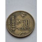 50 центов 1925 года. Литва - Первая Республика (1925 - 1938). Монета не чищена. П45665