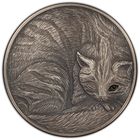 RARE Ниуэ 5 доллара 2016г. "Кот. Клубок". Монета в капсуле; деревянном подарочном футляре; сертификат; номер монеты на гурте; коробка. СЕРЕБРО 62,20гр.(2 oz).