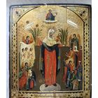 Икона Божией Матери Скорбящая, с грошиками. 19 век, шикарная! С рубля!