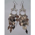 Объемные серьги с подвесками "Голуби"