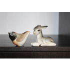 Фарфоровые, битые статуэтки "Ослик" и "Птичка", клеймо.