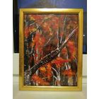 Картина акрилом Осень в березовой роще