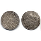 Трояк (3 гроша) 1562, Жигимонт Август, Вильно. Ав: вариант без герба Топор, окончание - L, Рв: окончание - LI