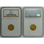 2,5 доллара 1928 г. Голова индейца. США. NGC MS 63!! Золото. КМ# 128