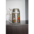 Музыкальный, стеклянный пивной бокал, с металлической крышкой, на крышке есть заводка, клеймо, BMF, Германия.