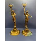 Пара подсвечников с туловом в форме русалки, латунь?, Индия, 1970-2000 гг.