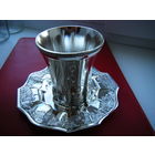 Стакан с блюдом. Серебрение тяжёлый металл.