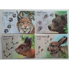 Следы зверей. Рысь, заяц, медведь, белка. Набор открыток