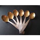 Ложки чайные Таллин СССР, мельхиор, золочение ковшиков, стиль Art-Deco, 6 шт.