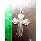 Крестик серебро. Больше среднего. 30 мм плюс 9 ушко