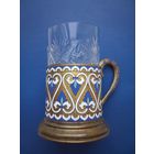 ПОДСТАКАННИК (ЭМАЛИ)+ХРУСТ.СТАКАН /ВИНТАЖ СССР/