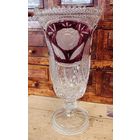 Высокая ваза из прессованного стекла с красивой резьбой