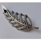 Брошь Лист, 70-е годы. Мельхиор с посеребрением